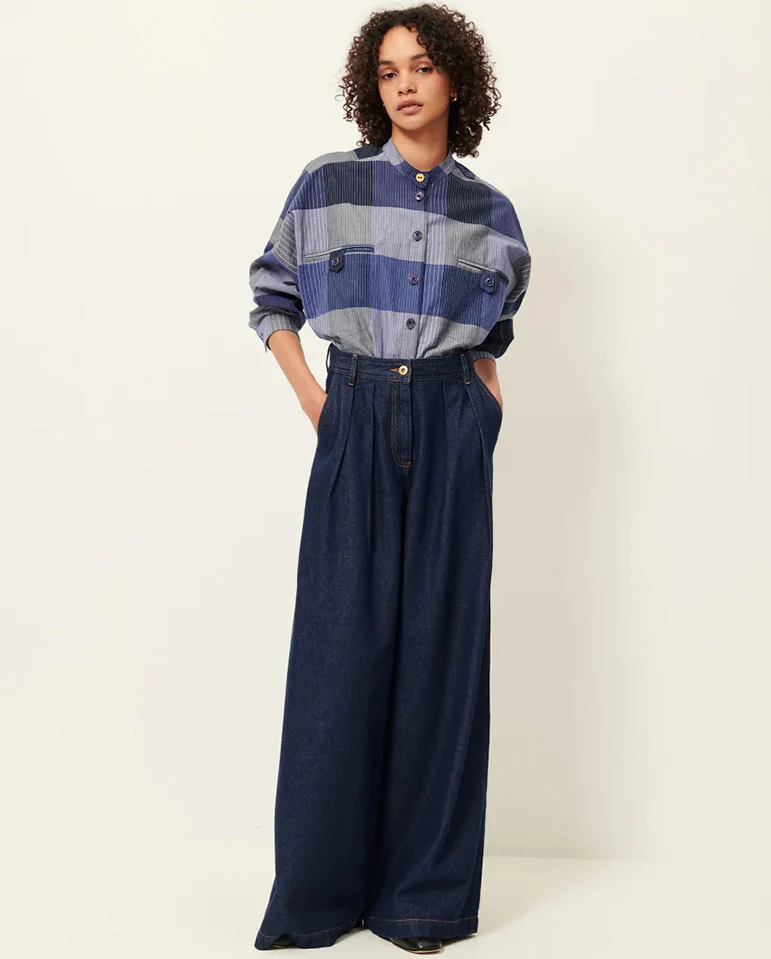Orregia Blouse - Blue Patchwork - Image 4