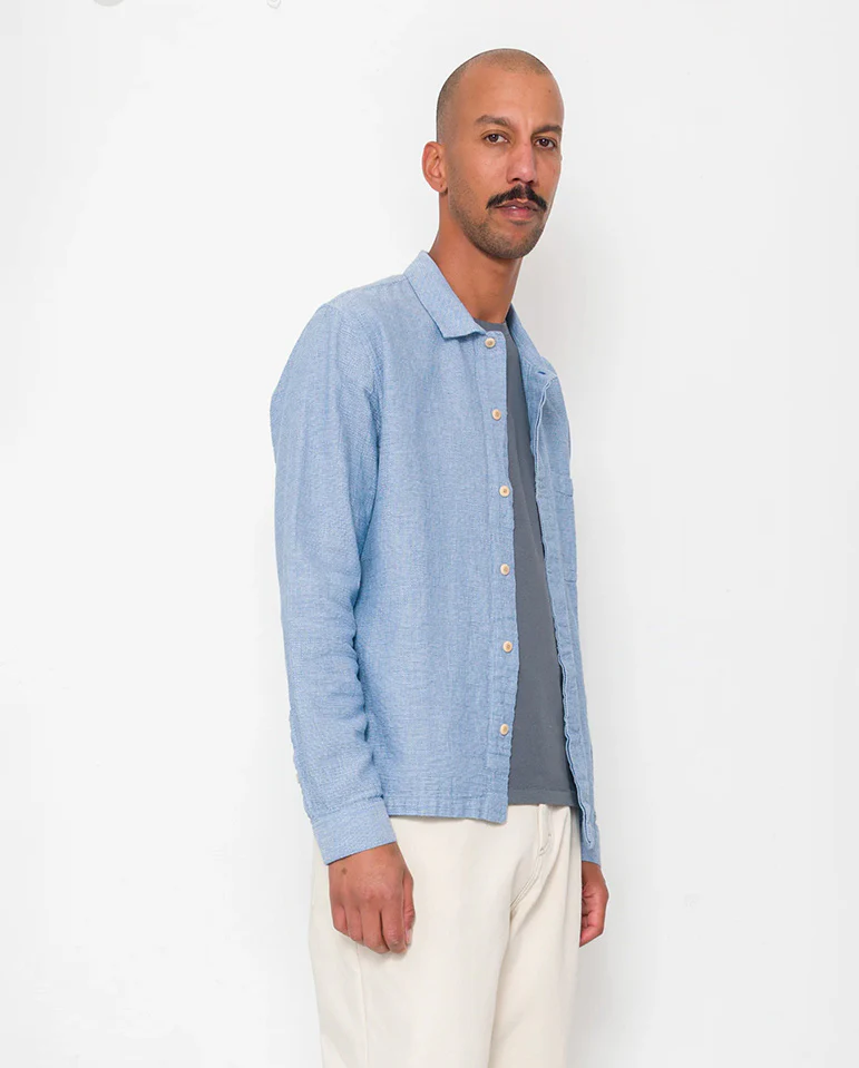 PATCH SHIRT - LIGHT INDIGO BASKETWEAVE - Image 3