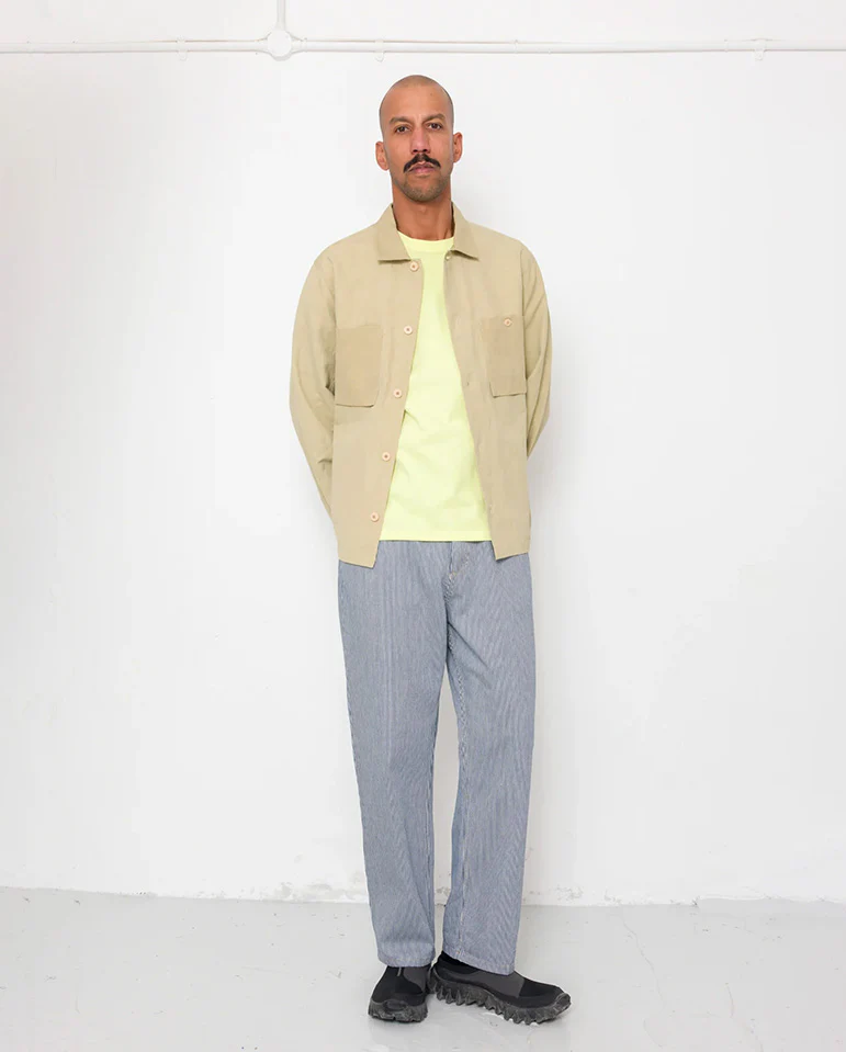 PATCH OVERSHIRT - LIGHT KHAKI SLUB LINEN - Image 3