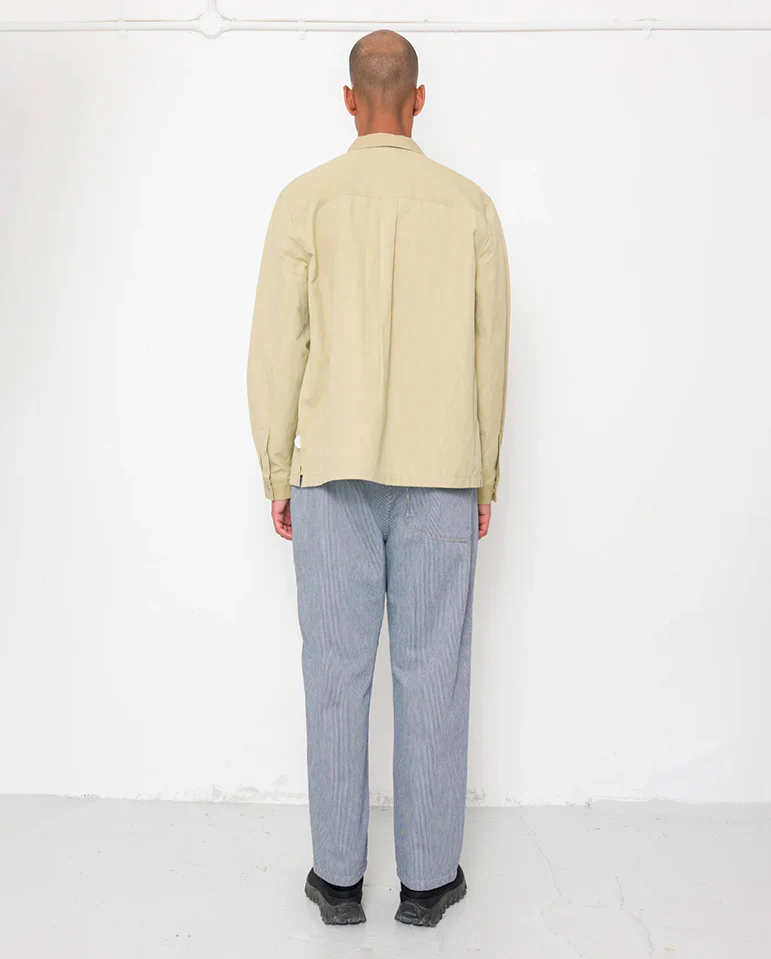 PATCH OVERSHIRT - LIGHT KHAKI SLUB LINEN - Image 5