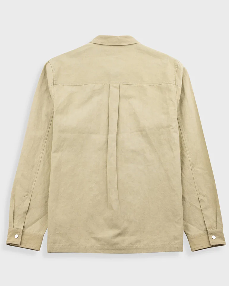 PATCH OVERSHIRT - LIGHT KHAKI SLUB LINEN - Image 7