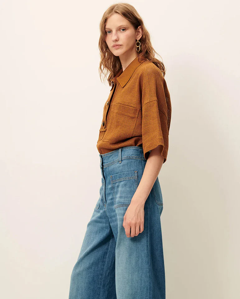 Paulo Knitted Collar Shirt - Amber - Image 6