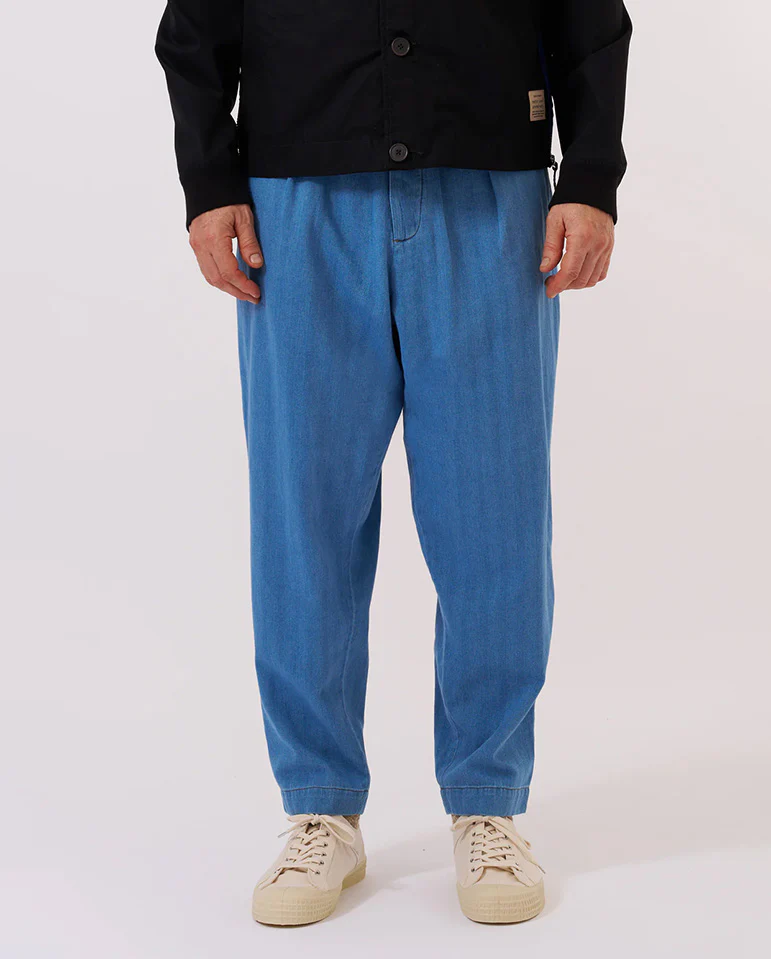 Pleated Track Pant - Washed Indigo - Image 2