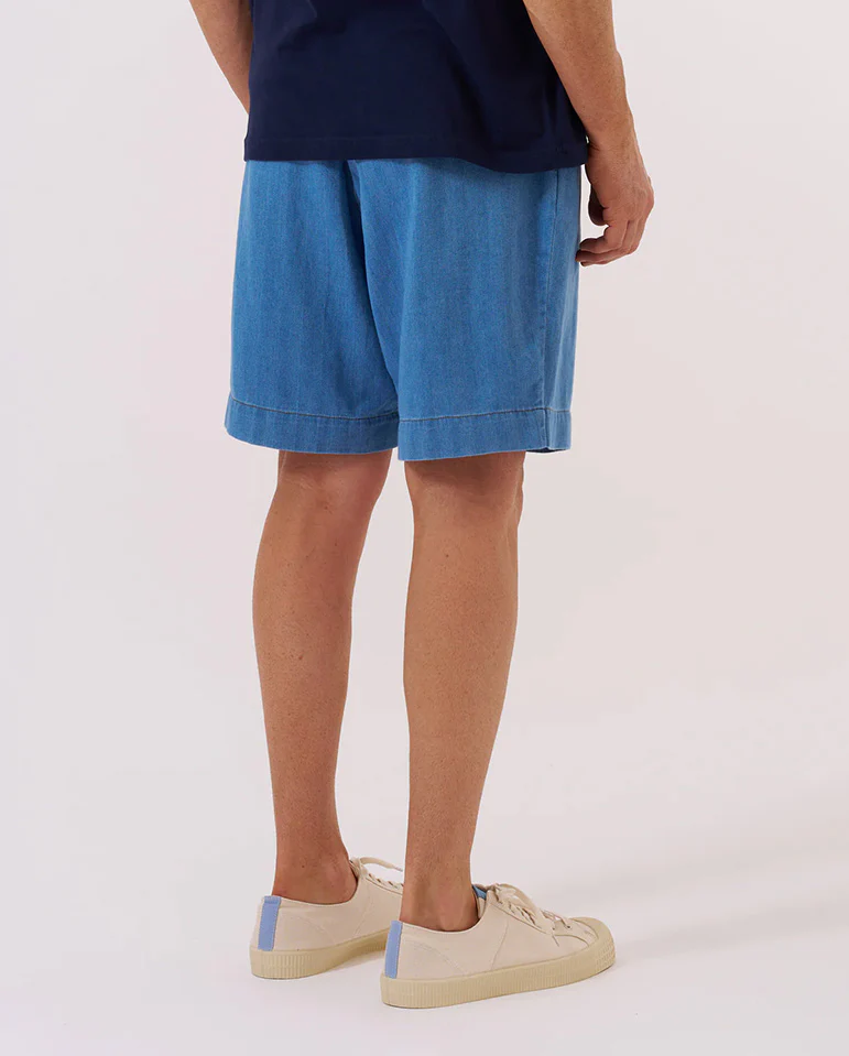 Pleated Track Short - Washed Indigo - Image 3