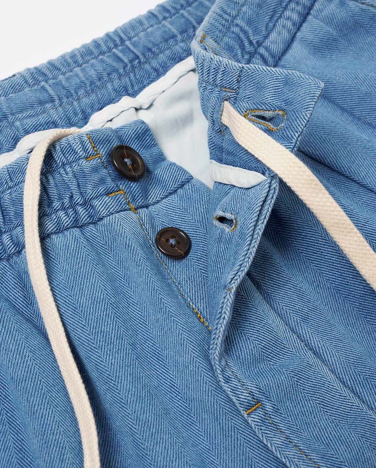 Pleated Track Short - Washed Indigo - Image 4