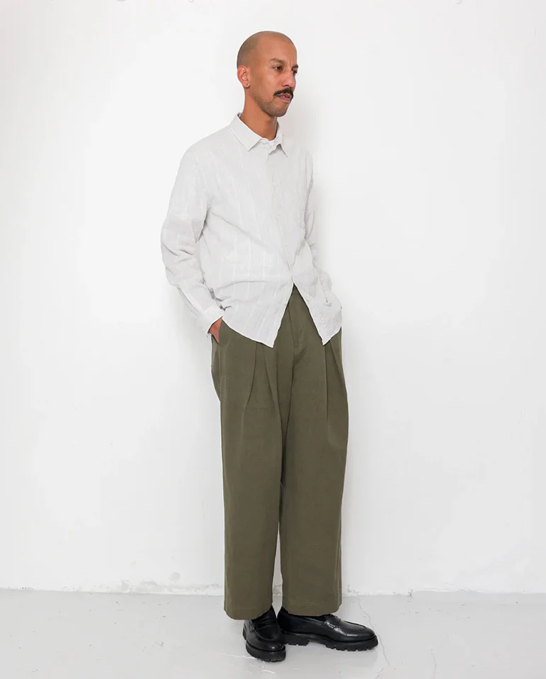 RELAXED FIT SHIRT - SILVER TEXTURED CHECK - Image 3
