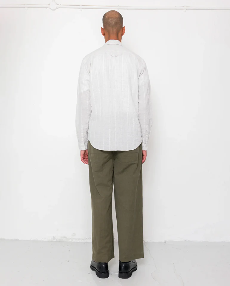 RELAXED FIT SHIRT - SILVER TEXTURED CHECK - Image 4