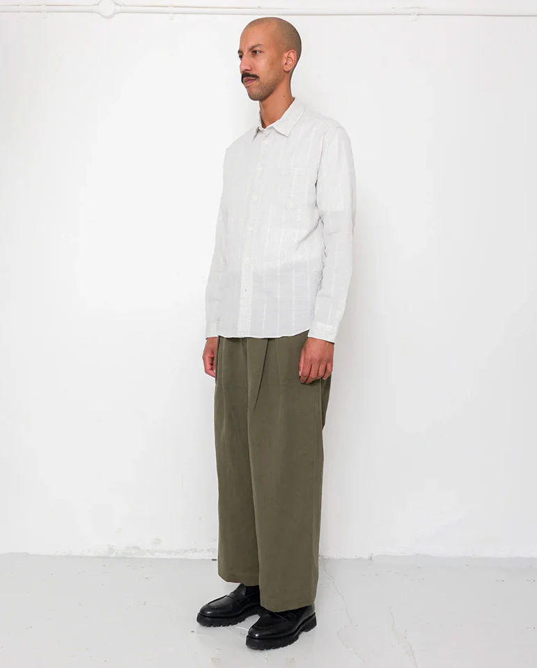 RELAXED FIT SHIRT - SILVER TEXTURED CHECK - Image 5