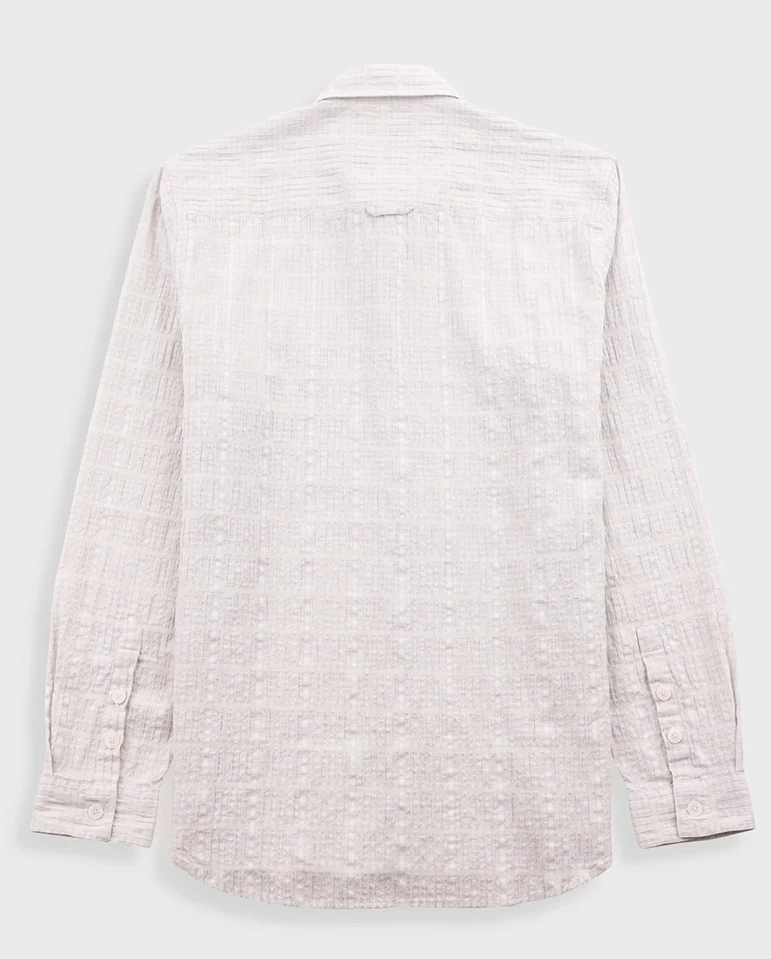 RELAXED FIT SHIRT - SILVER TEXTURED CHECK - Image 6
