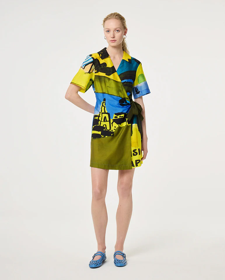 Roja Wrap Dress Dress - Blue Green - Image 2