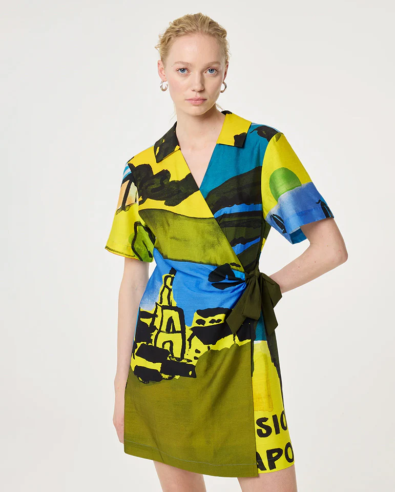 Roja Wrap Dress Dress - Blue Green - Image 3