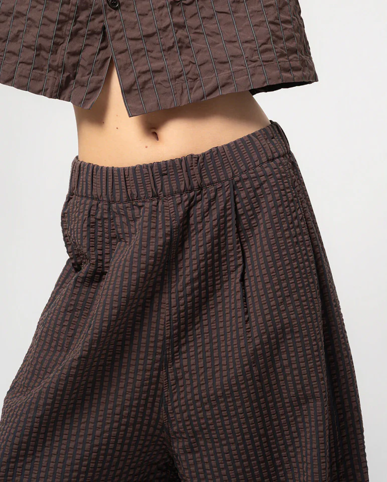Seersucker Culotte - Coffee/Navy - Image 3