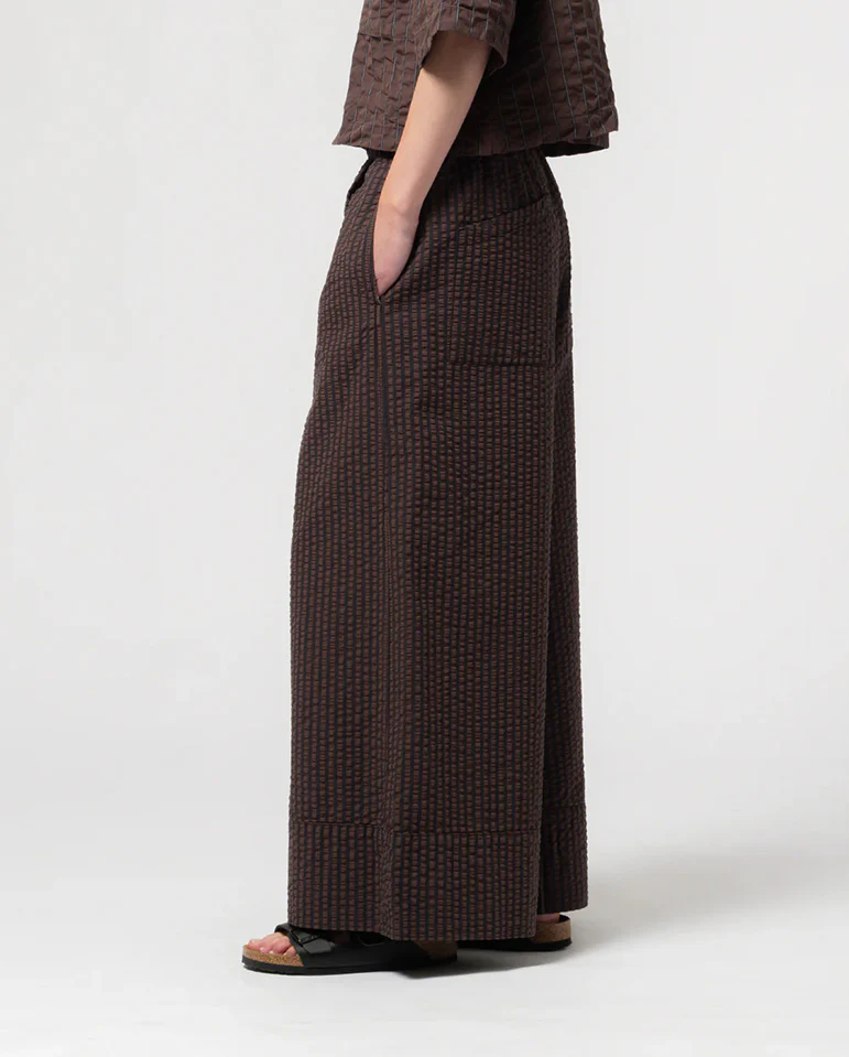 Seersucker Culotte - Coffee/Navy - Image 4