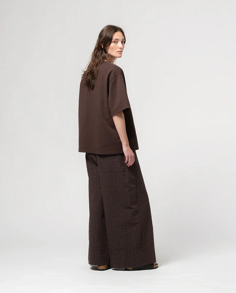 Seersucker Culotte - Coffee/Navy - Image 5