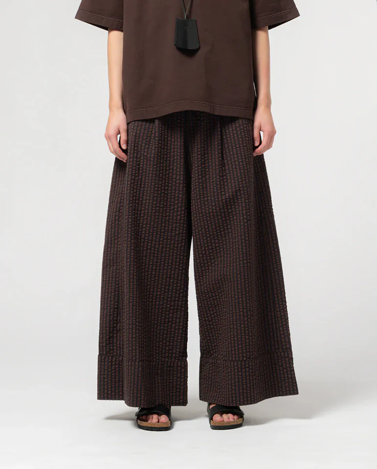 Seersucker Culotte - Coffee/Navy - Image 6