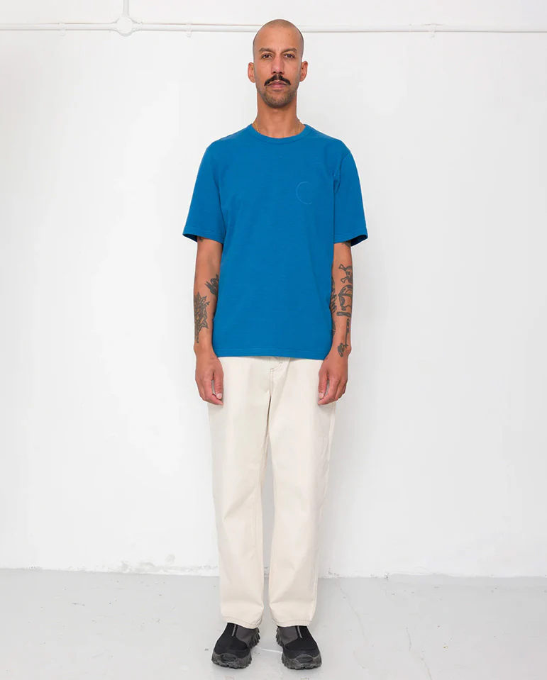 SLUB EMBROIDERED T-SHIRT - SOFT BLUE - Image 3