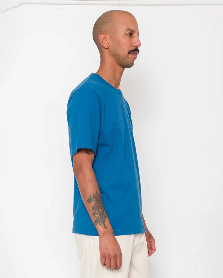 SLUB EMBROIDERED T-SHIRT - SOFT BLUE - Image 4