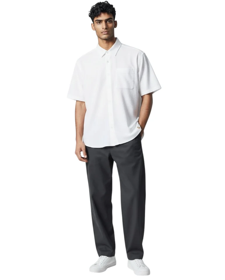 Textured Short Sleeve Shirt - White - Image 2
