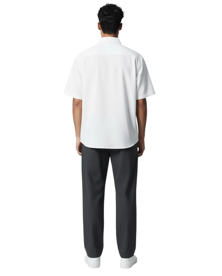 Textured Short Sleeve Shirt - White - Image 3