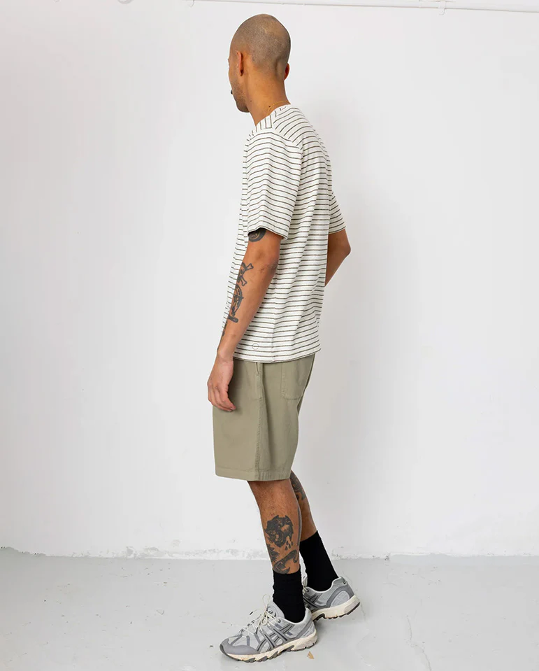 TEXTURED STRIPE T-SHIRT - ECRU / OLIVE - Image 4