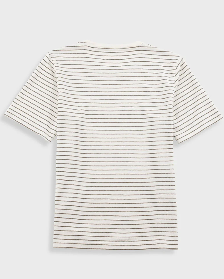 TEXTURED STRIPE T-SHIRT - ECRU / OLIVE - Image 6