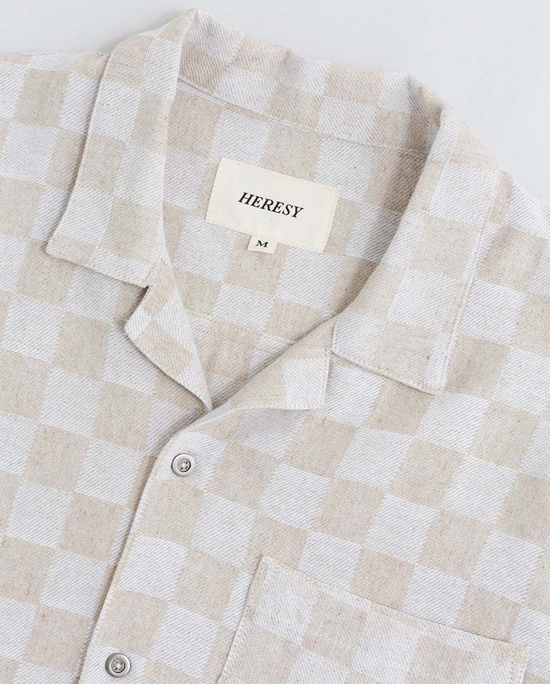 Trellis Revere Shirt - Ecru Check - Image 4
