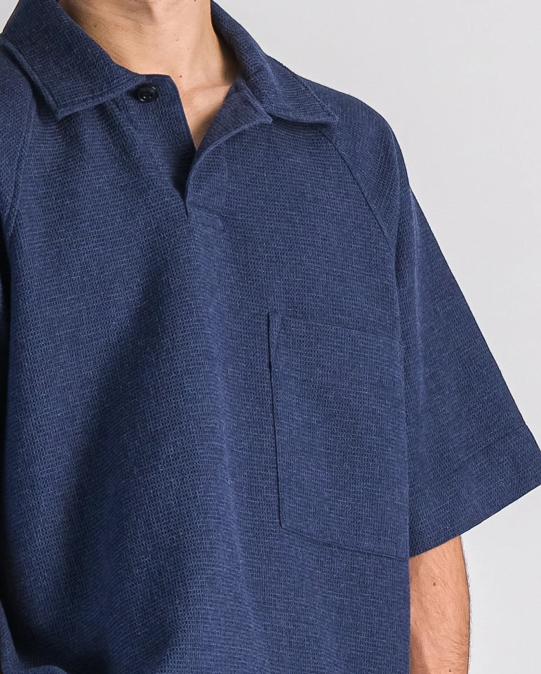Waffle polo - blue - Image 2