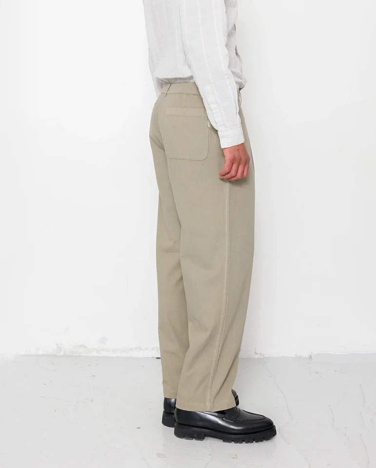 WIDE FIT TROUSER  - SILVER SAGE HERRINGBONE - Image 3
