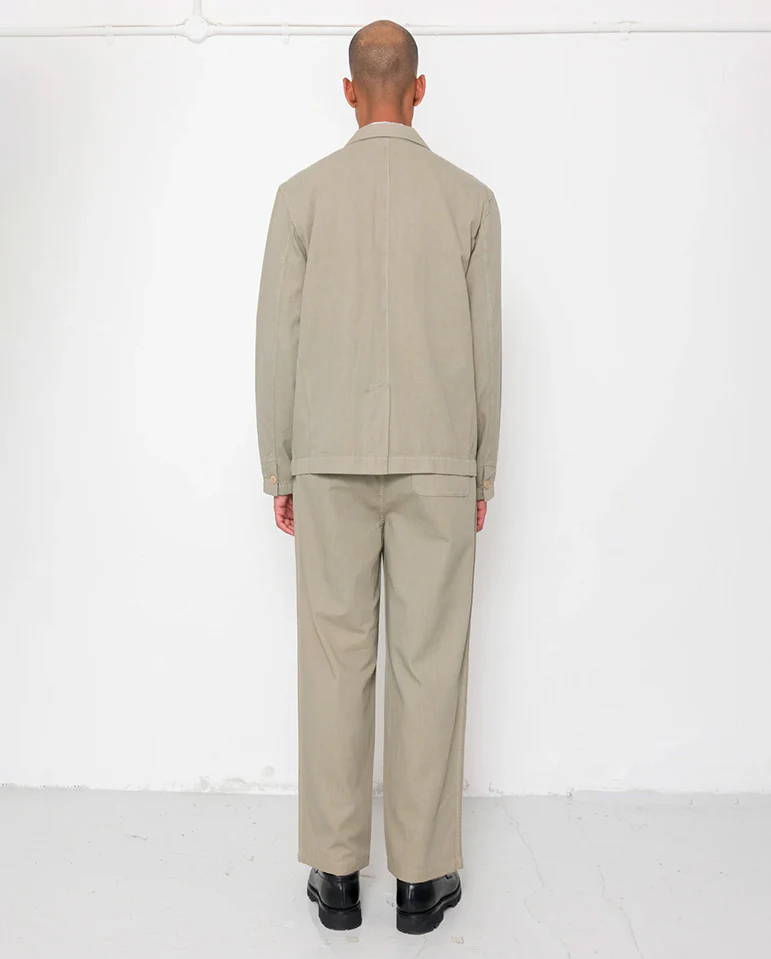 WIDE FIT TROUSER  - SILVER SAGE HERRINGBONE - Image 6